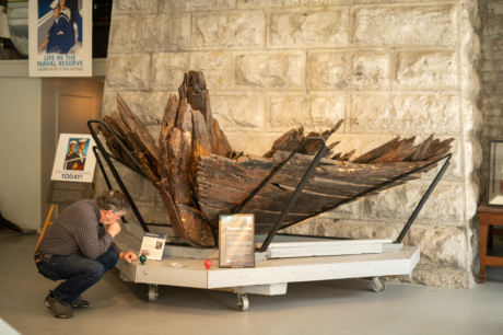 A person looking at an exhibit