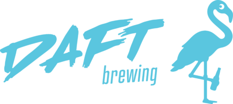Daft brewing keg logo blue
