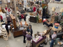 View of artisans showcasing their work on tables at the Carson House Christmas Market